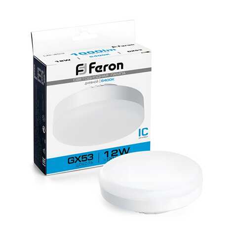 Лампа cветодиодная, (12W) GX53 6400K, FERON LB-453