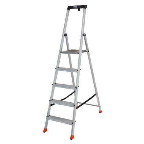 Стремянка складная алюминиевая с полочкой Krause 5 ступеней